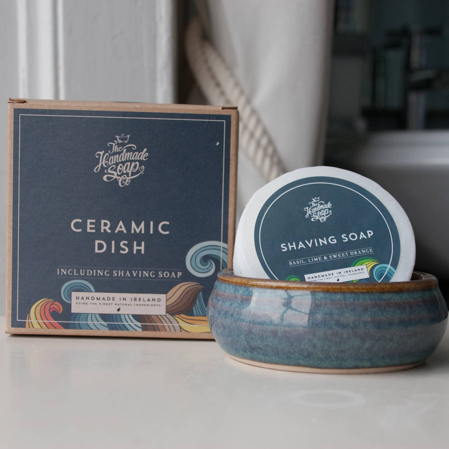 shaving dish including soap by the handmade soap company
