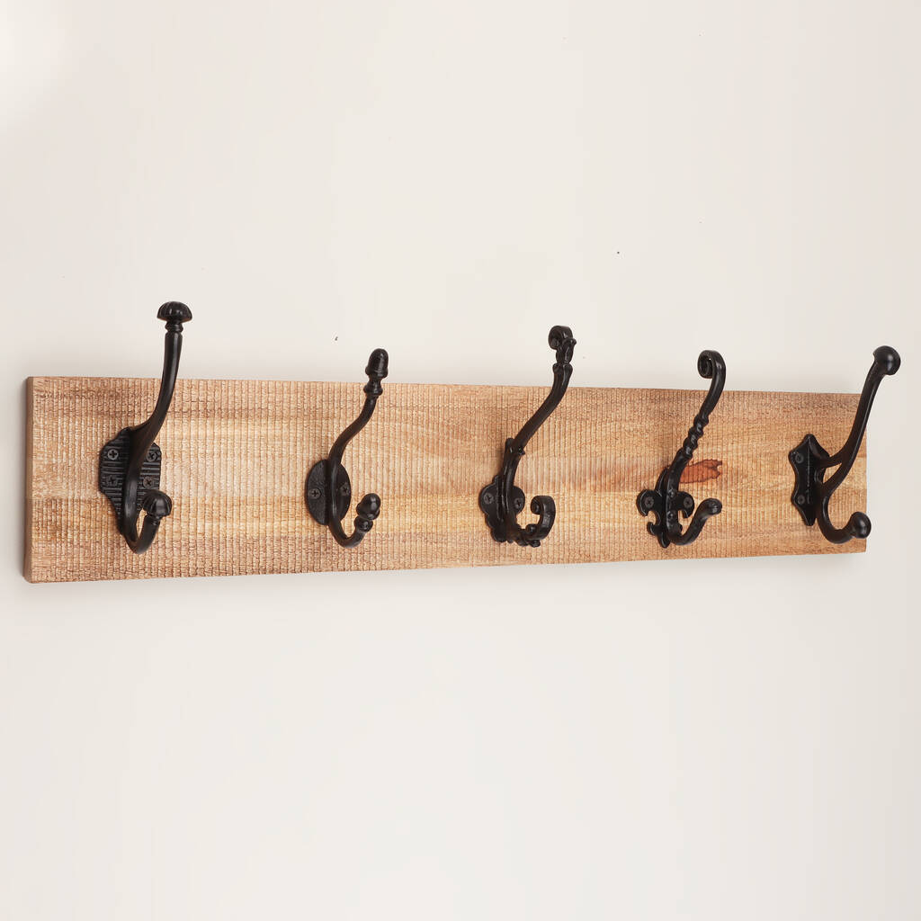 G Decor Irregular Hooks Reclaimed Wooden Coat Hook Set, 1 of 4