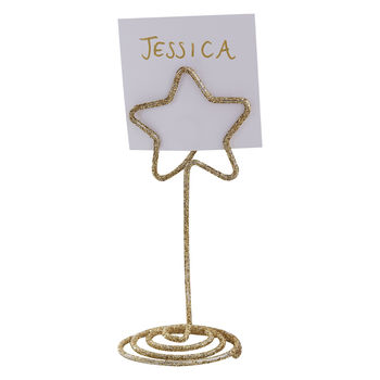 Gold Star Shaped Metal Place Card Holders, 2 of 3