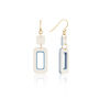 Cream And Blue Rectangle Earrings, thumbnail 1 of 7