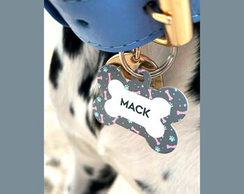 Personalised Dalmatian Print Doggy Bone Pet ID Tag, 7 of 7