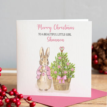 Peter Rabbit Pink Christmas Tree Card, 7 of 12