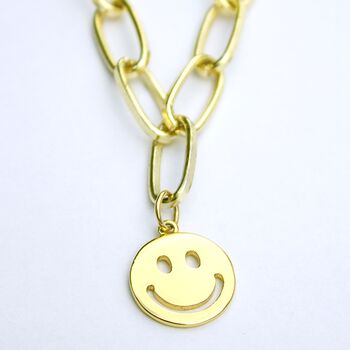 You're Smiley Chunky Chain With Pendant Necklace, 3 of 4