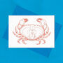 Hand Drawn Crab Illustrated Blank Greeting Card, thumbnail 3 of 10