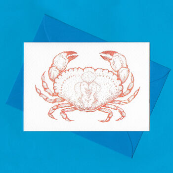 Hand Drawn Crab Illustrated Blank Greeting Card, 3 of 10