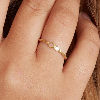 Diamond Slice Textured Gold Plated Silver Ring, 3 of 7
