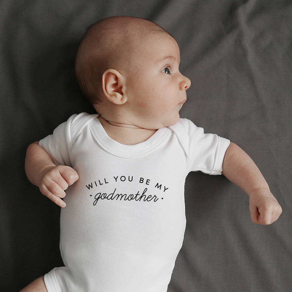 Will You Be My Godparent Baby Bodysuit, 1 of 4
