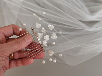 Pearl Floral Bridal Hair Comb, 7 of 8