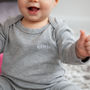 Personalised Embroidered Baby Grow In White Or Grey, thumbnail 1 of 5
