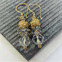 Bridal White Gray Topaz Cluster Gold Earrings, thumbnail 3 of 4