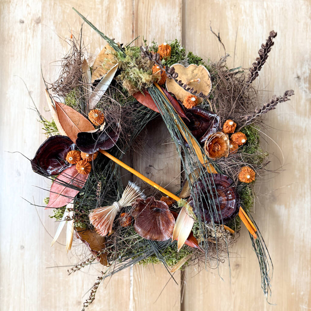 Dried Forest Wreath With Mushrooms And Moss, 1 of 5