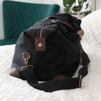 Monogrammed Luxury Waxed Canvas Holdall, 8 of 12