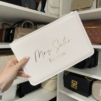 Personalised Mrs To Be Bridal Clutch Zip Pouch, 2 of 2