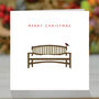 Pack Of Six 'Robin On A Snowy Bench' Christmas Card, thumbnail 1 of 6