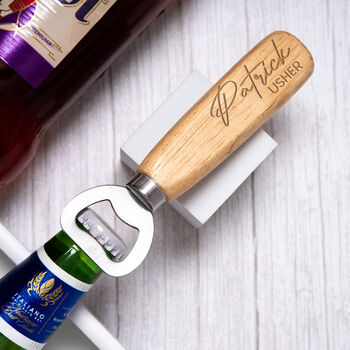 Personalised Wedding Wooden Bottle Opener Engraved, 7 of 7