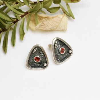 Sterling Silver Gemstone Celtic Warrior Shield Earrings, 3 of 8