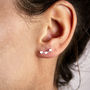 Silver Linked Hearts Climber Stud Earrings, thumbnail 1 of 7