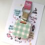 Personalised Teal Gingham Print Wooden Keyring, thumbnail 5 of 6