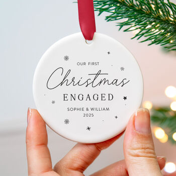 First Christmas Engaged Ornament Custom Names, 2 of 7