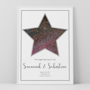 The Night We Said I Do Personalised Star Map Print Wedding Gift, 5 of 12