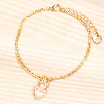 Double Layer Strawberry Charm Bracelet In Gold Plating, 2 of 5