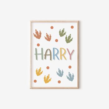 Childrens Personalised Dinosaur Print Set For Bedroom Or Nursery, 4 of 4