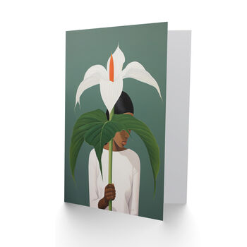 Giant Peace Lily Woman Flower Minimalist Her Card, 2 of 4