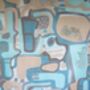 Cubist Jigsaw Wallpaper Stone / Turquoise, thumbnail 7 of 8