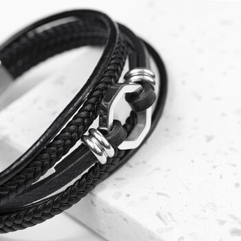 Personalised Men's Mayfair Leather Bracelet, 6 of 8