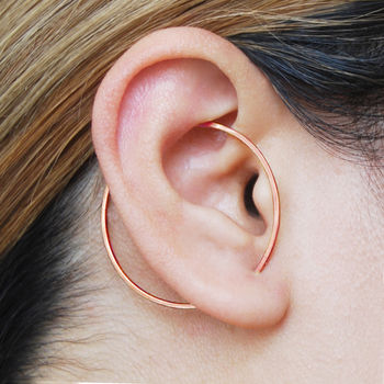 Triangle Long Rose Gold Plated Silver Hoop Earrings, 3 of 7