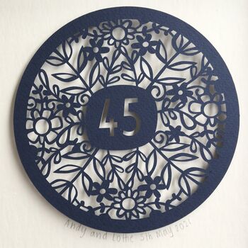 Personalised 45th Wedding Anniversary Paper Cut, 2 of 8