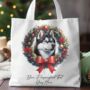 Personalised Tote Bag. Dog In Christmas Wreath. Multiple Breeds And Colour Options, thumbnail 8 of 12