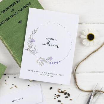 'No Rain, No Flowers' Personalised Lavender Seed Packet, 2 of 5