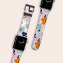 Blue Flowers Vegan Leather Apple Watch Band, thumbnail 1 of 6