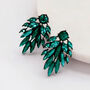 Emerald Green Crystal Leaf Drop Earrings, thumbnail 1 of 4