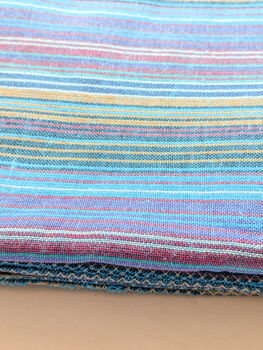 Nepali Cotton Scarf, Blue Stripes, Ethically Handmade, 4 of 10