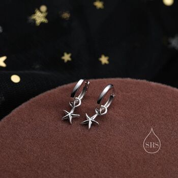 Starfish Huggie Hoop Earrings In Sterling Silver, 4 of 9