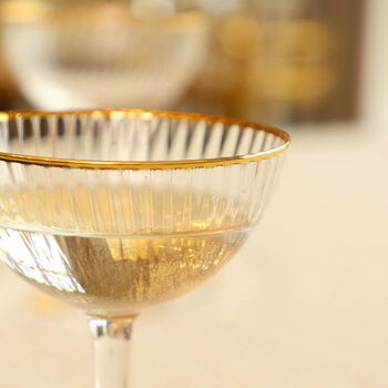 Set Of Four Ribbed Glass Champagne Saucers, 6 of 9