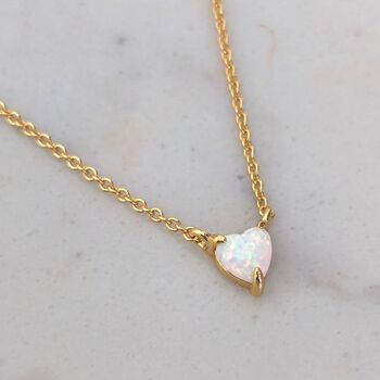 Tiny Opal Love Heart Necklace, 3 of 7
