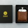 Brown/Black Leather Cased Hip Flask 6oz Stainless Steel, thumbnail 4 of 12