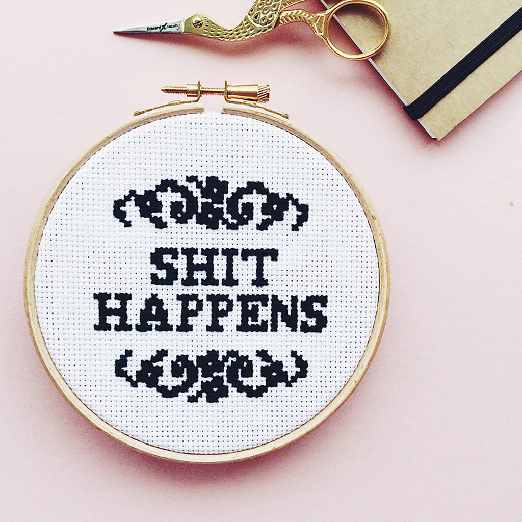 'Shit Happens' Modern Cross Stitch Kit, 1 of 5