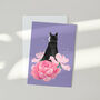 'Thinking of You' Cat And Rose Card, thumbnail 1 of 2
