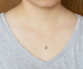 Small Rosewood Red Tourmaline Necklace In Sterling Silver, 3 of 3