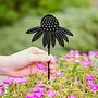 Recycled Metal Echinacea Silhouette Garden Stake, thumbnail 1 of 5