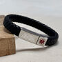 Personalised Men's Woven Leather Medical Bracelet, thumbnail 4 of 7
