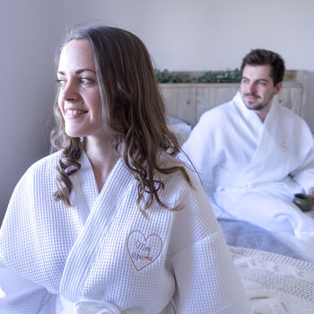 Personalised Embroidered Heart Couples Dressing Gown, 3 of 10