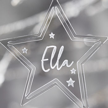 Personalised Clear Star Christmas Decoration, 2 of 2