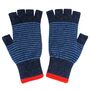 Navy Unisex Stripe Fingerless Gloves, thumbnail 2 of 4