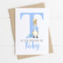 Personalised Christening Card Blue Rabbit, thumbnail 2 of 4