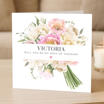 Will You Be My Maid Of Honour Floral Bouquet Card, 2 of 7